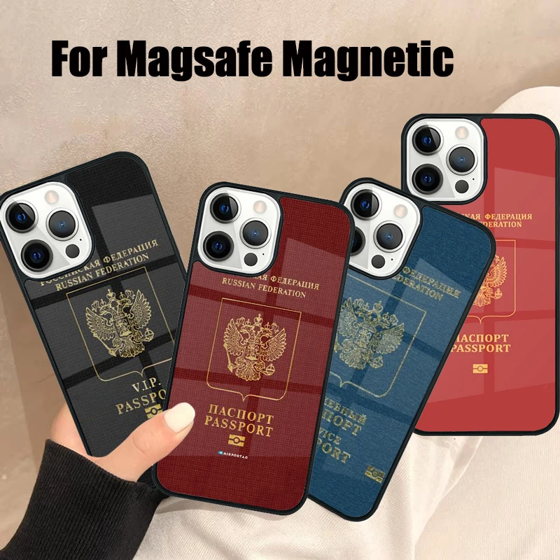 

Russian Passport Flag Phone Case For iPhone 17 Air 16e 15 14 13 12 11 Pro Max Plus Magsafe Wireless Magnetic Cover