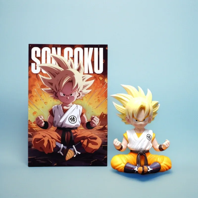 إصدار Dragon Ball Super Saiyan Q: نموذج قابل للجمع على شكل شخصية Sitting Pose Goku مع قاعدة عرض للهدايا والديكور