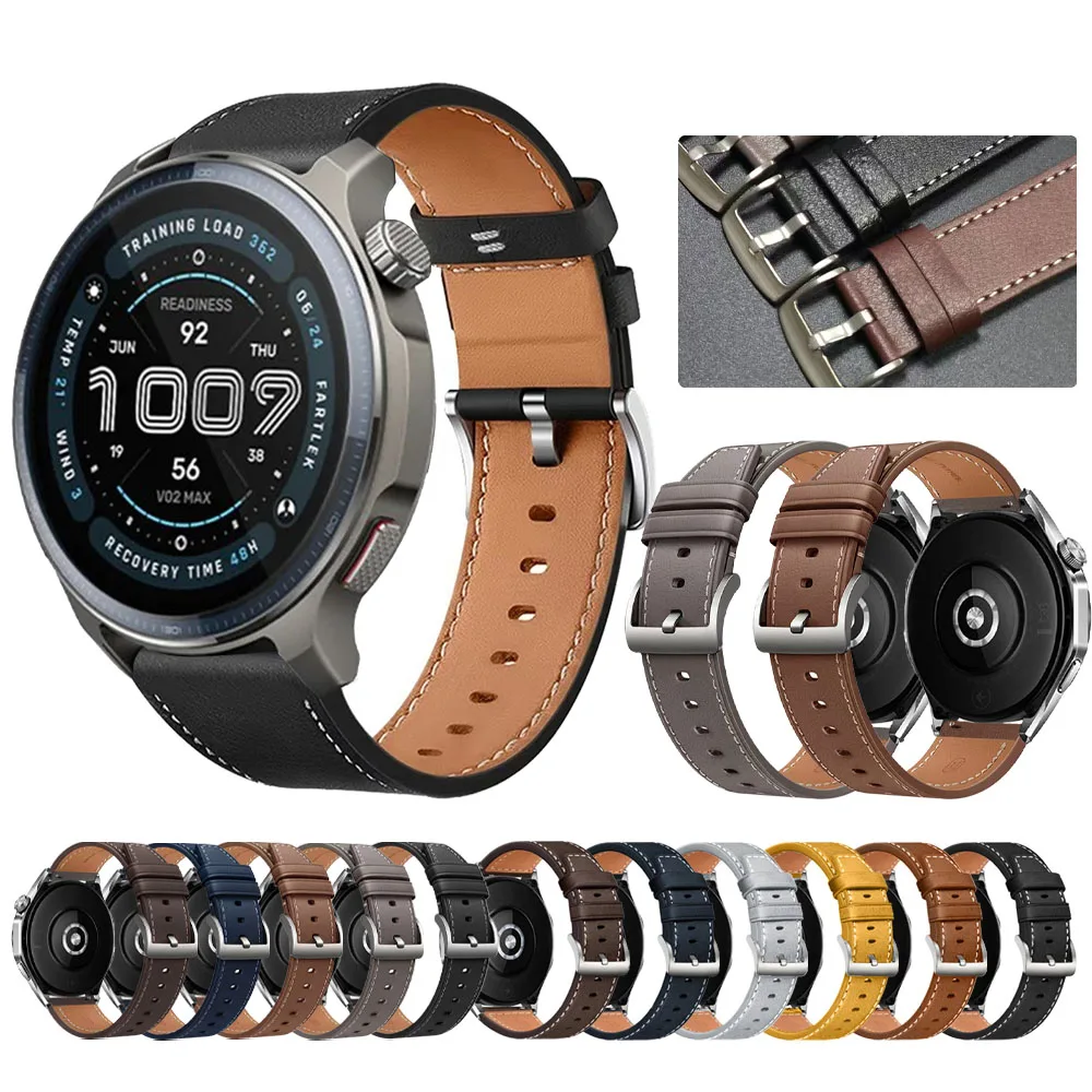 20/22mm Lederarmband für Huami Amazfit BALANCE/Bip 6/GTR 4 3 2/GTS 4 2mini Ersatzband für Huawei Watch GT6 5 Pro Armband