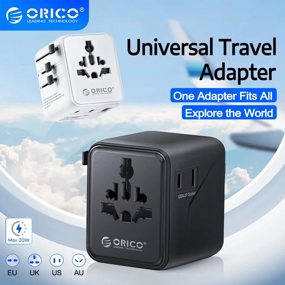 ORICO 15 20W GaN Universal Travel Adapter Worldwide with Fast Charging All-in-one Wall Universal Power Electrical US EU UK AU