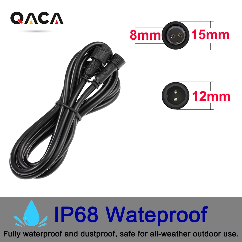 5 Pack 2Pin 1m/2m/3m Solar Extension Cable IP68 Waterproof Connection Wire Power Cord for Single Color LED Lights