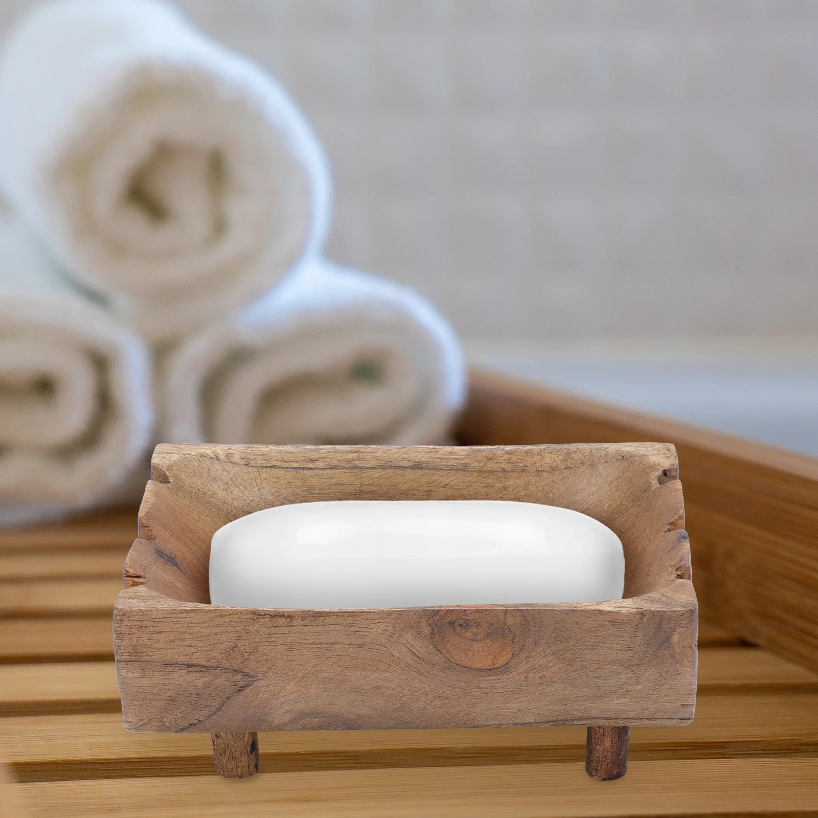 

1Pcs Natural Wood Soap Box Eco- Tray Drainage Holder for Bathroom Kitchen Storage Organizer Household