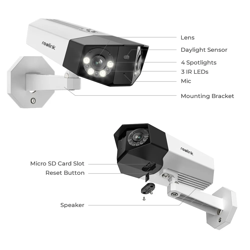 Imagem -06 - Reolink Duo Câmera Poe 4k Lente Dupla Visão Ampla Animal de Estimação do Carro Humano Detectar Câmera Segurança ao ar Livre Proteção Cctv ip Câmera