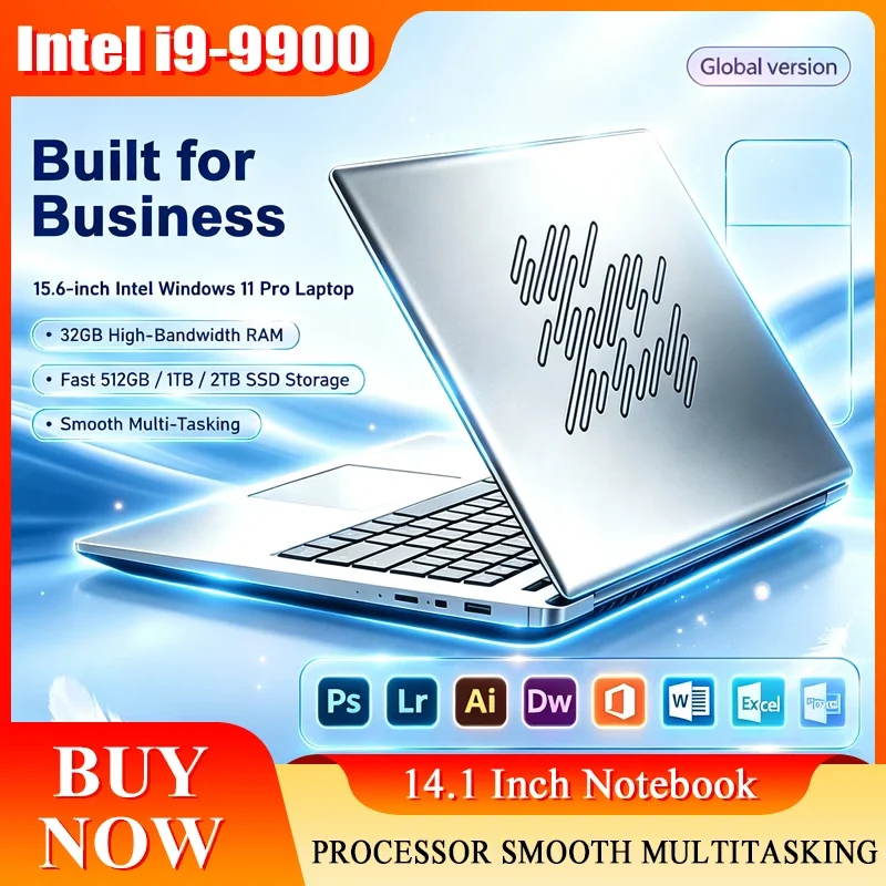 2026 New 14.1'' Laptop Intel Core I9-9900 32GB 2TB Gaming PC Ultra Slim Office Study Computer PC Windows 11 Pro 1920*1080 HD