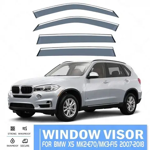 Chrome Strips Regenbeschermers voor BMW X5 E70 F15 2007-2018 Venster Vizier Windgeleiders Deur Vizier Vent Shades Ventvisor