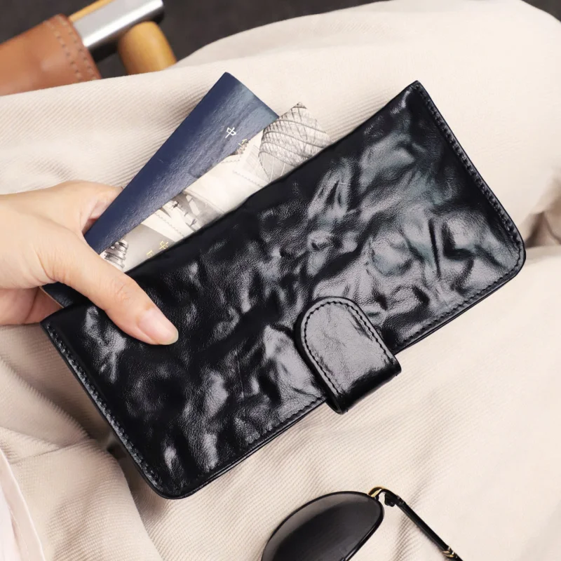 Handmade Purse Men'S Short Vertical Leather Retro Money Clip Female Youth Japanese And Korean Plant Tanned Cow Leather To Do