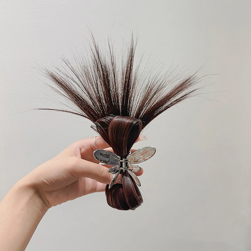 Sweet Metal Butterfly Hair Clip Claws Half-Tied Feather Shuttlecock Headdress Grab Clip Hot Girl Hair Clip Wig Accessories