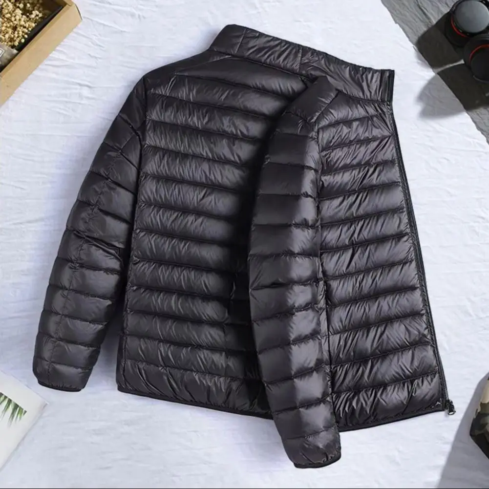 

2025 Men Cotton Jacket Stand Collar Solid Color Quilted Casual Down Jacket Autumn Winter Korean Warm Cotton Coat Male Outerwear