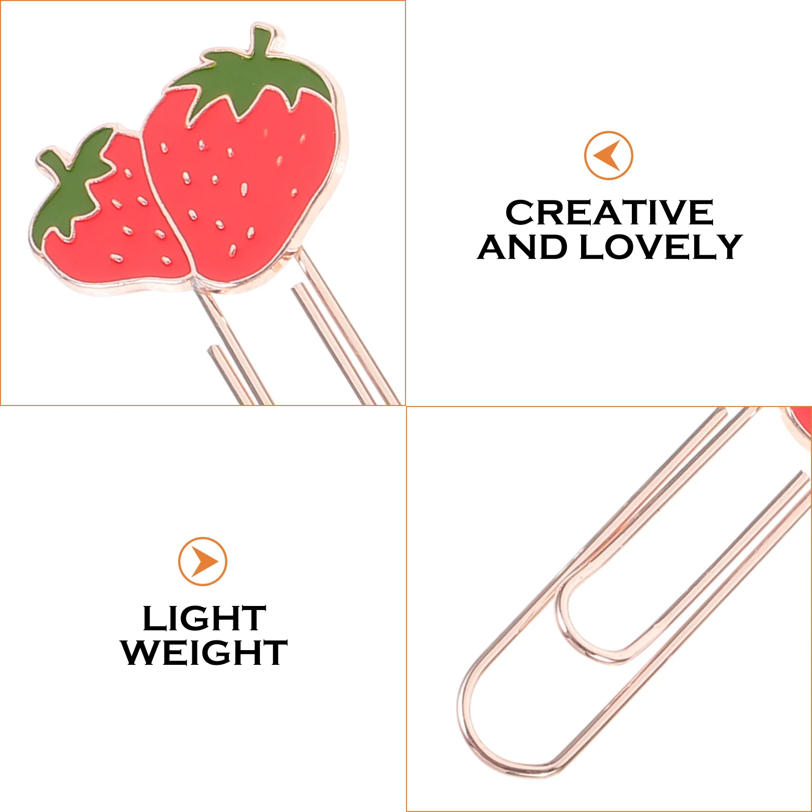 

6Pcs Cute Fruit Paper Clips Metal Office Clips for Notes Files Bills Reports Scrapbooks Notebooks Multi-Use Adorable Shaped