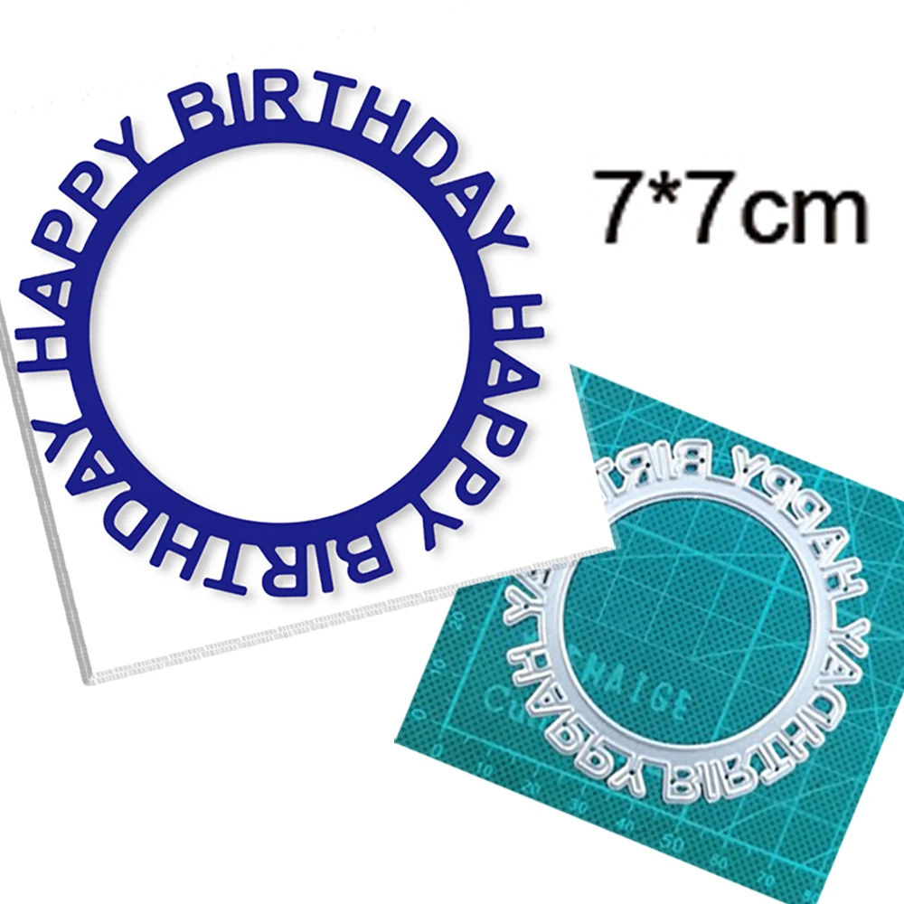 

Round Border Happy Birthday Letters New Arrivals Metal Cutting Dies Scrapbooking DIY Craft Embossing Making Stencil Frame