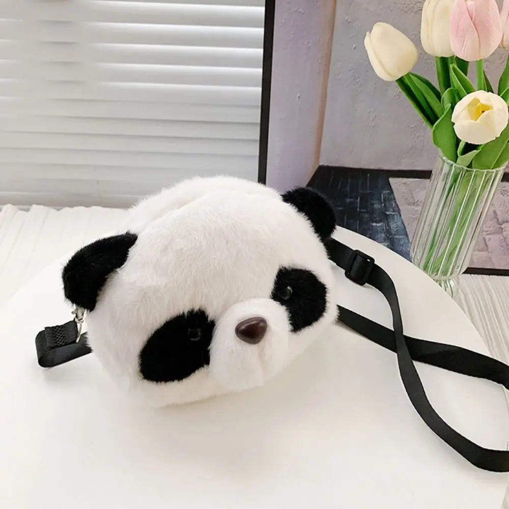 New Soft Fluffy Panda Crossbody Bag Lightweight Cartoon Coin Purse Fabric Adjustable Straps Phone Bag Women's Accessories - view 4