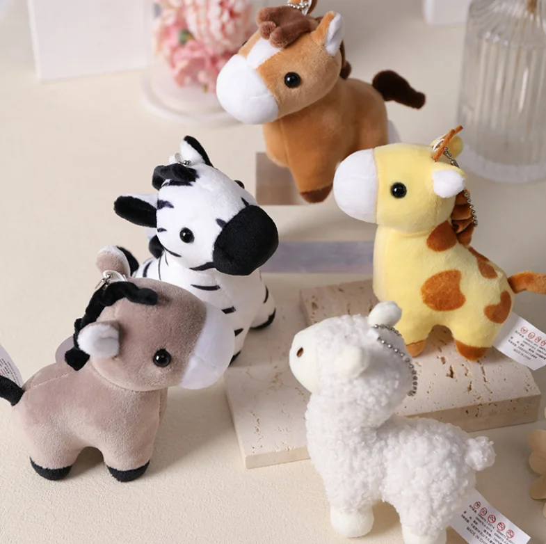 Cartoon Cute Cartoon Giraffe Doll Plush Toy Keychain Creative Small Animal Plush Giraffe Backpack Pendant Children Birthday Gift