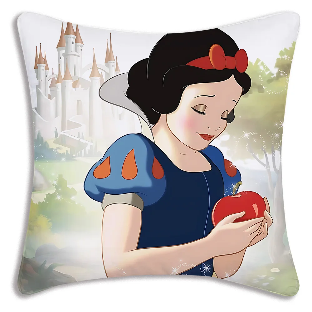 Disney Snow White Pillow Covers Cartoon Sofa Decorative Home Double-sided Printing Short Plush Cute Cushion Cover