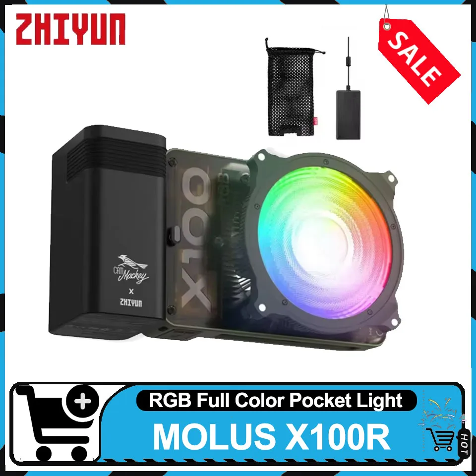 

ZHIYUN MOLUS X100R 100 Вт RGB Light 2500K-10000K CRI95 TLCI97 Заполняющий светильник для фотосъемки для видеостудии