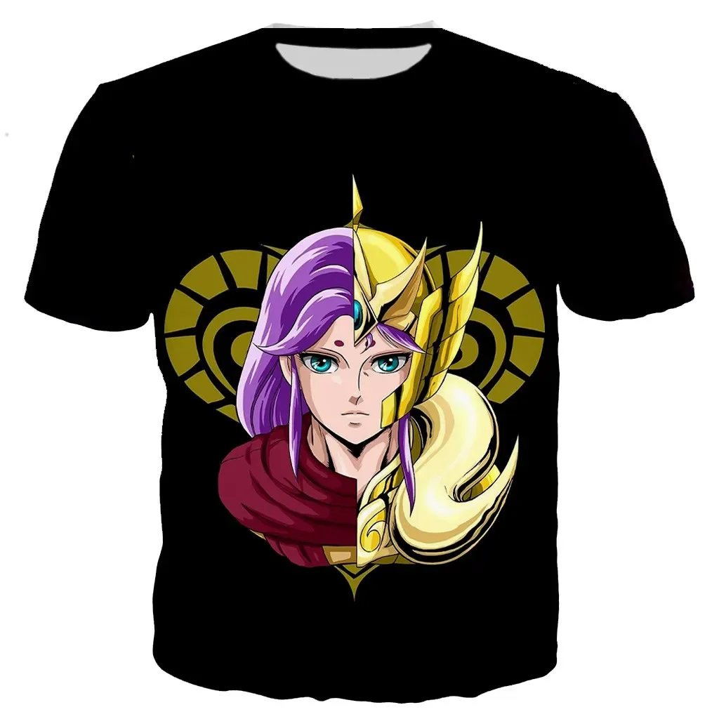 Camiseta de Saint Seiya para hombre, camisetas de moda, camisetas de Hip Hop para niños, Camiseta con estampado 3d de Anime, camisetas gráficas de