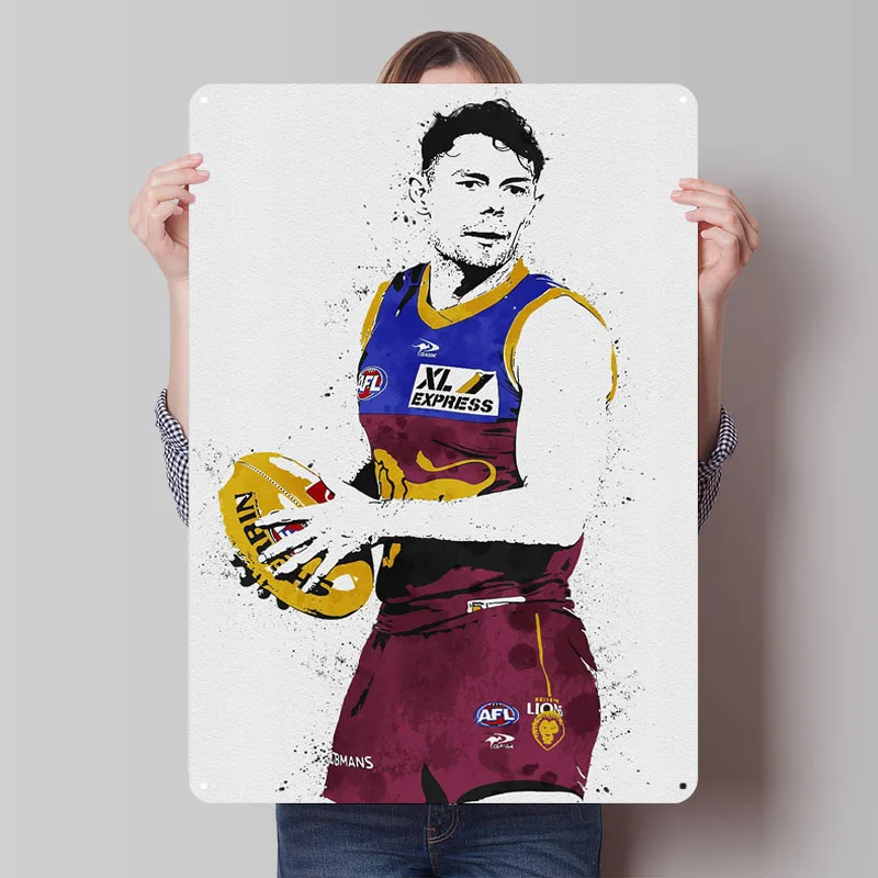 Металлический знак Lachie Neale Brisbane Lion, постер футболиста, настенное искусство фресок, настраиваемые жестяные вывески для украшения стен