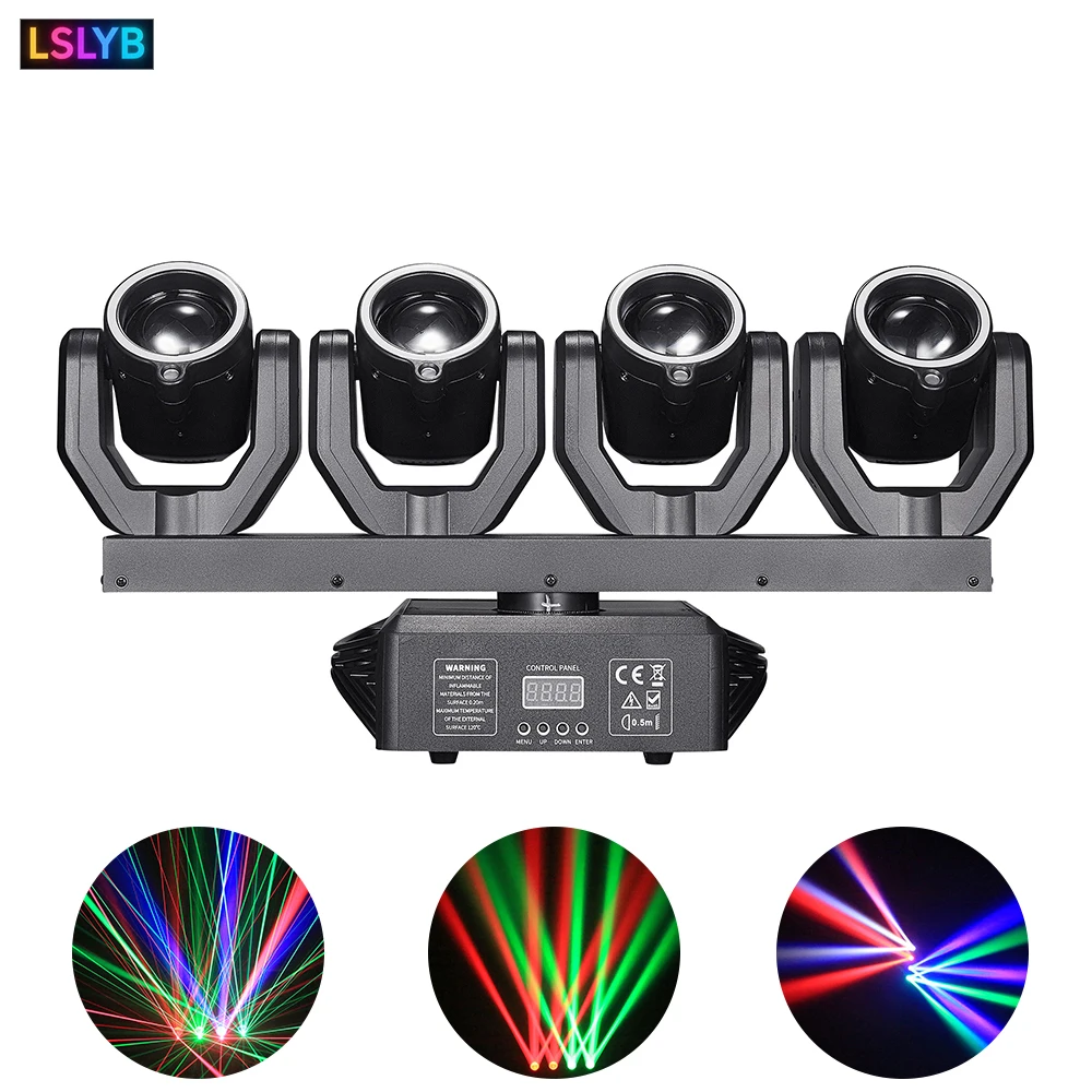 

150w 4-Head Beam Laser Lights Moving Head Light RG Laser+RGBW+Beam+RGB Light Strip Multi-Purpose Disco Party Effect Lighting