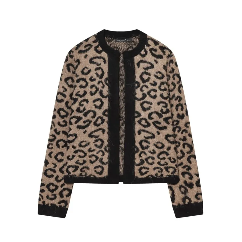 Cardigan tricoté en Jacquard à motifs d'animaux pour femme, pull à col rond, à la mode, décontracté, nouvelle collection automne hiver 2026