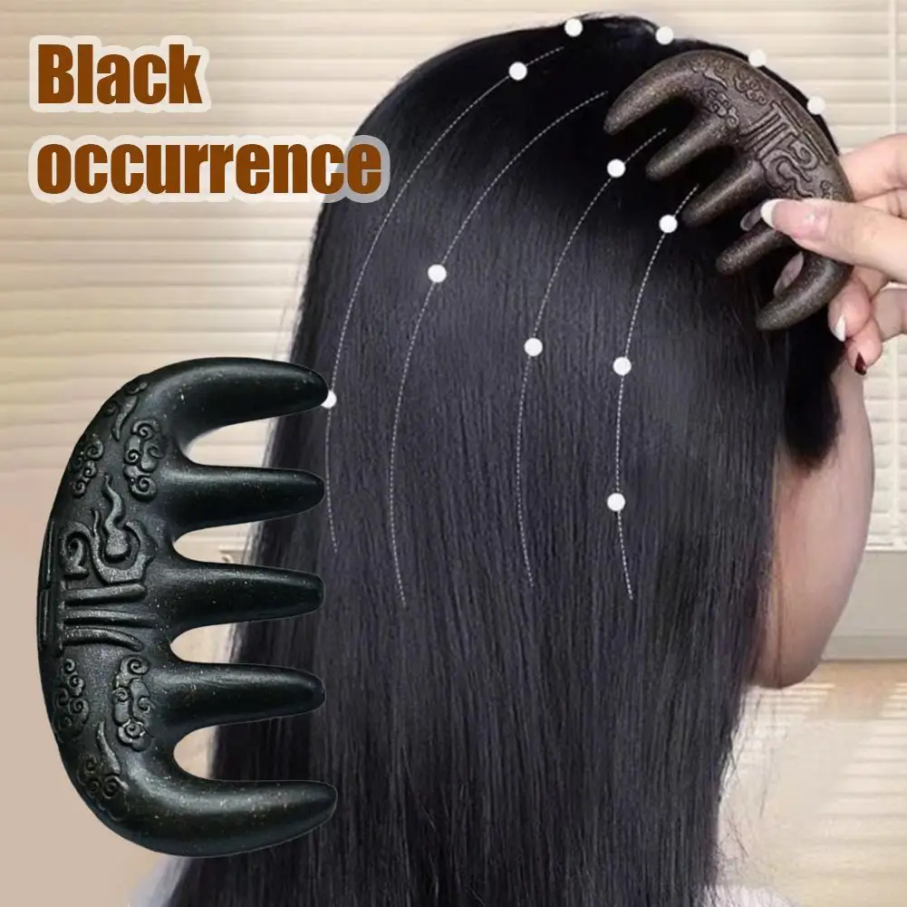 

Массажная расческа Polygonum Multiflorum, натуральная меридианы ручной работы с пятью зубьями, массажер для кожи головы, расческа с широкими зубьями, скребковый массаж головы