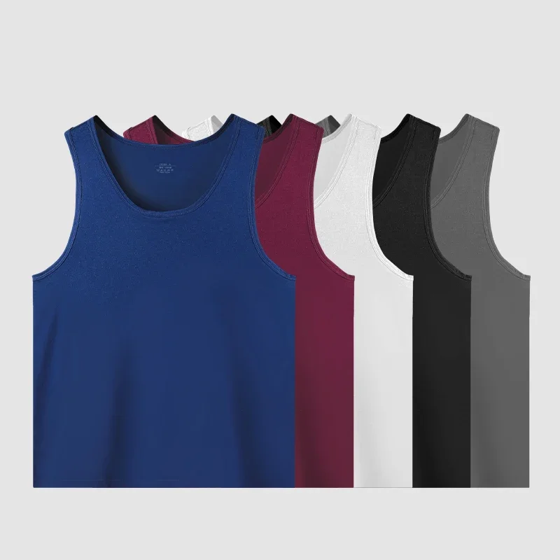 5PCS Men's pure cotton tank top. It is breathable and form-fitting, suitable for young people as a sports base layer. With a hur