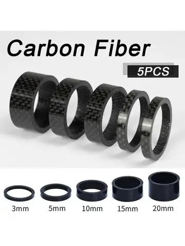5PCS Bicycle Carbon Fiber Spacer 3/5/10/15/20mm MTB Headset Washer 28.6mm Fork Tube Spacer Mountain Bike Accessories