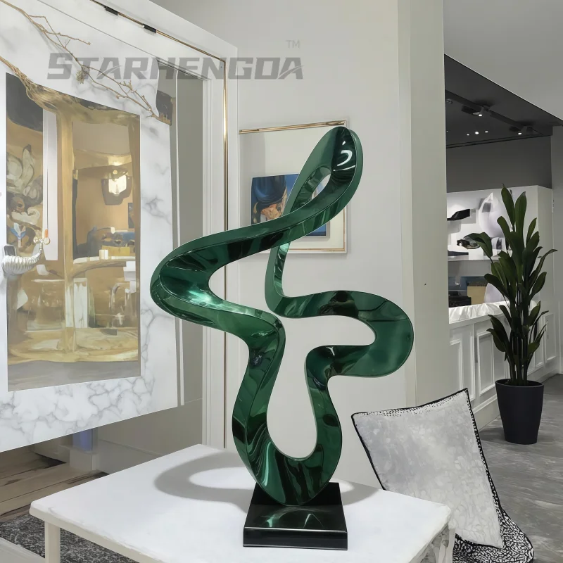Hotel soft furnishings, light luxury, high-end living room, entrance hall decorations, sculptures, ornaments, artworks