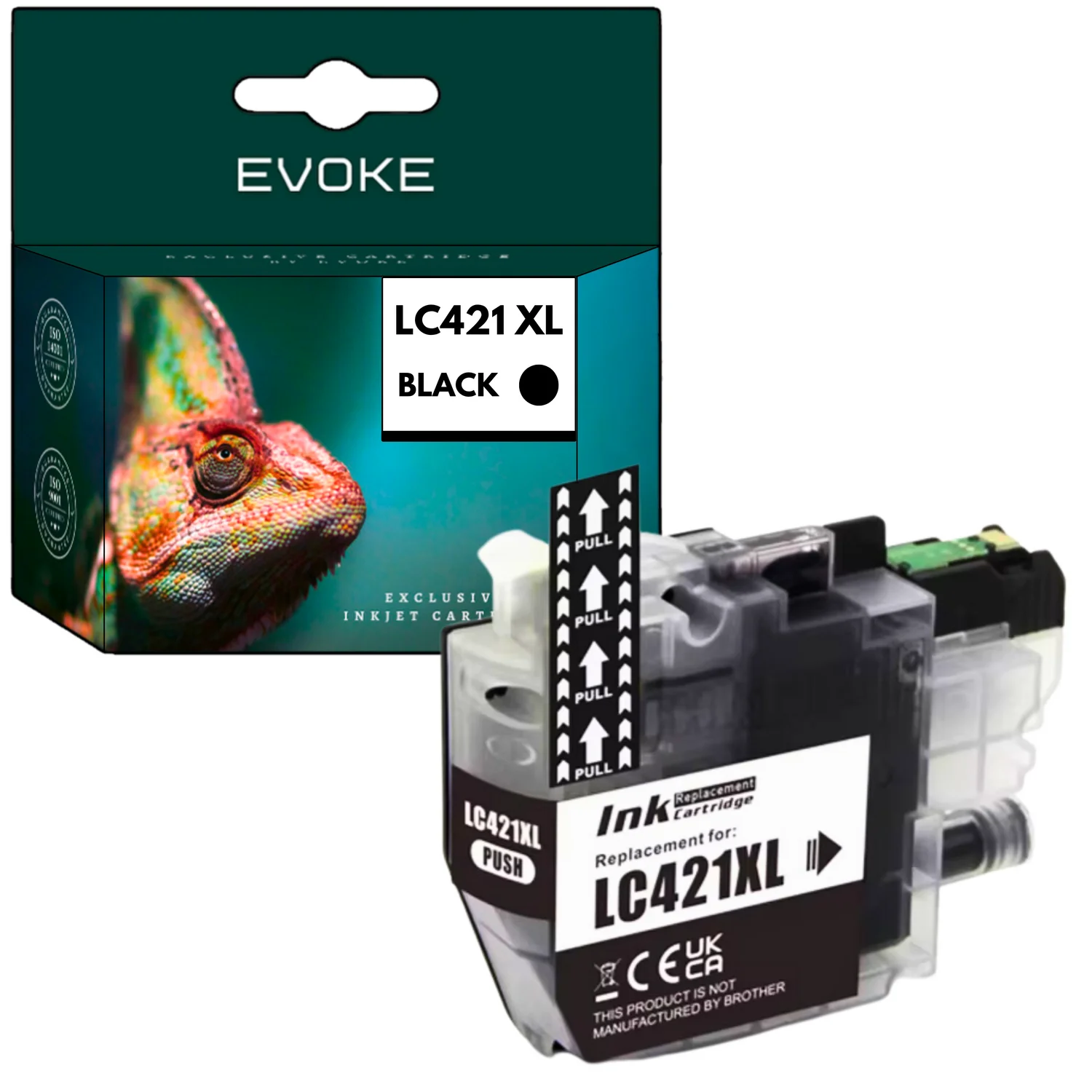 Evoke Compatibele Inkt voor Brother Lc-421Xlbk Lc421Xlbk Lc-421Xl Lc421Xl Lc-421 Lc421 Zwart 16 ml 500 Pagina's Dcp-J1050Dw Dcp-J1140Dw Mfc-J1010Dw