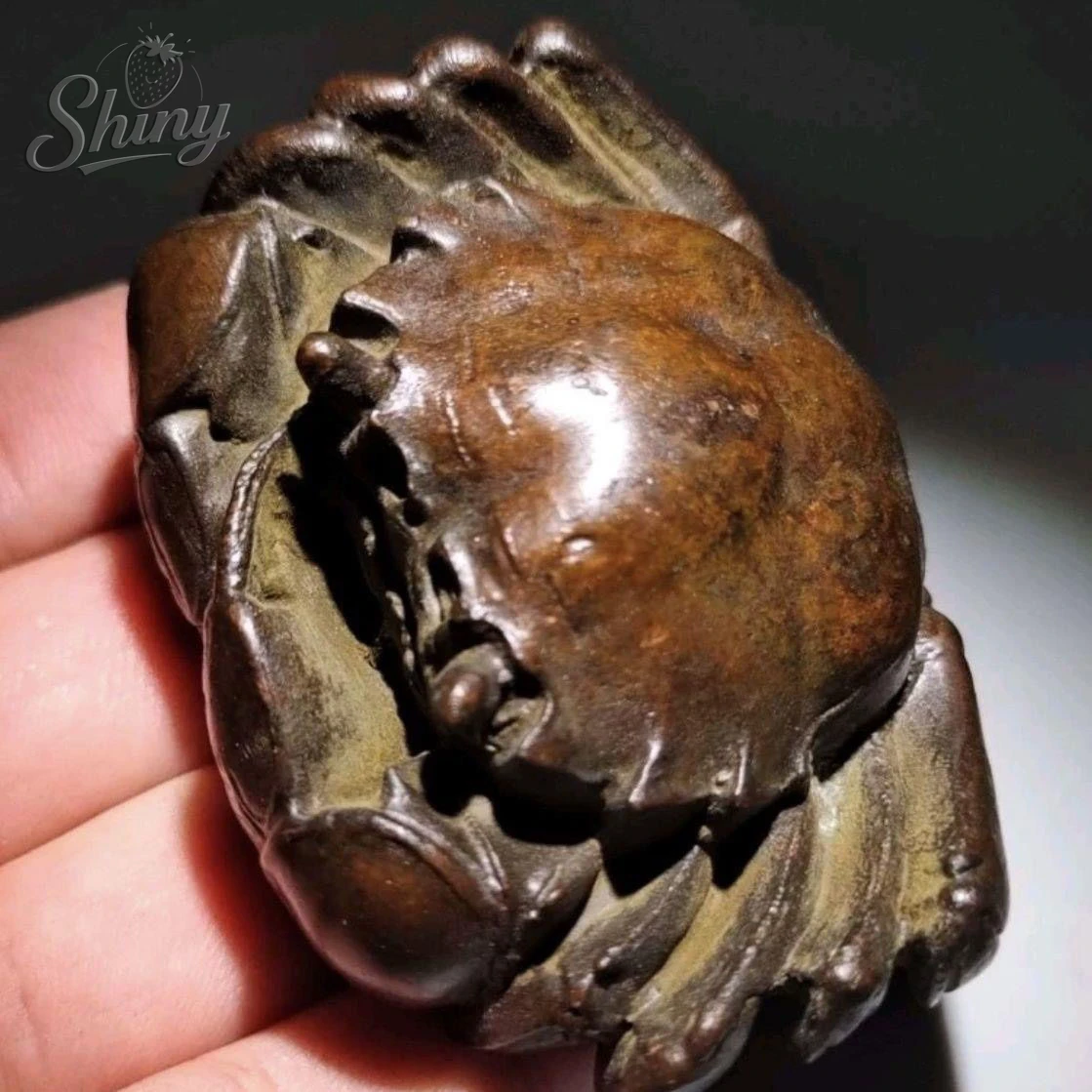 

6cm Antique Copper Crab Statue Tea Pet Ornament Animal Miniature Figurine Vintage Home Decoration Accessories