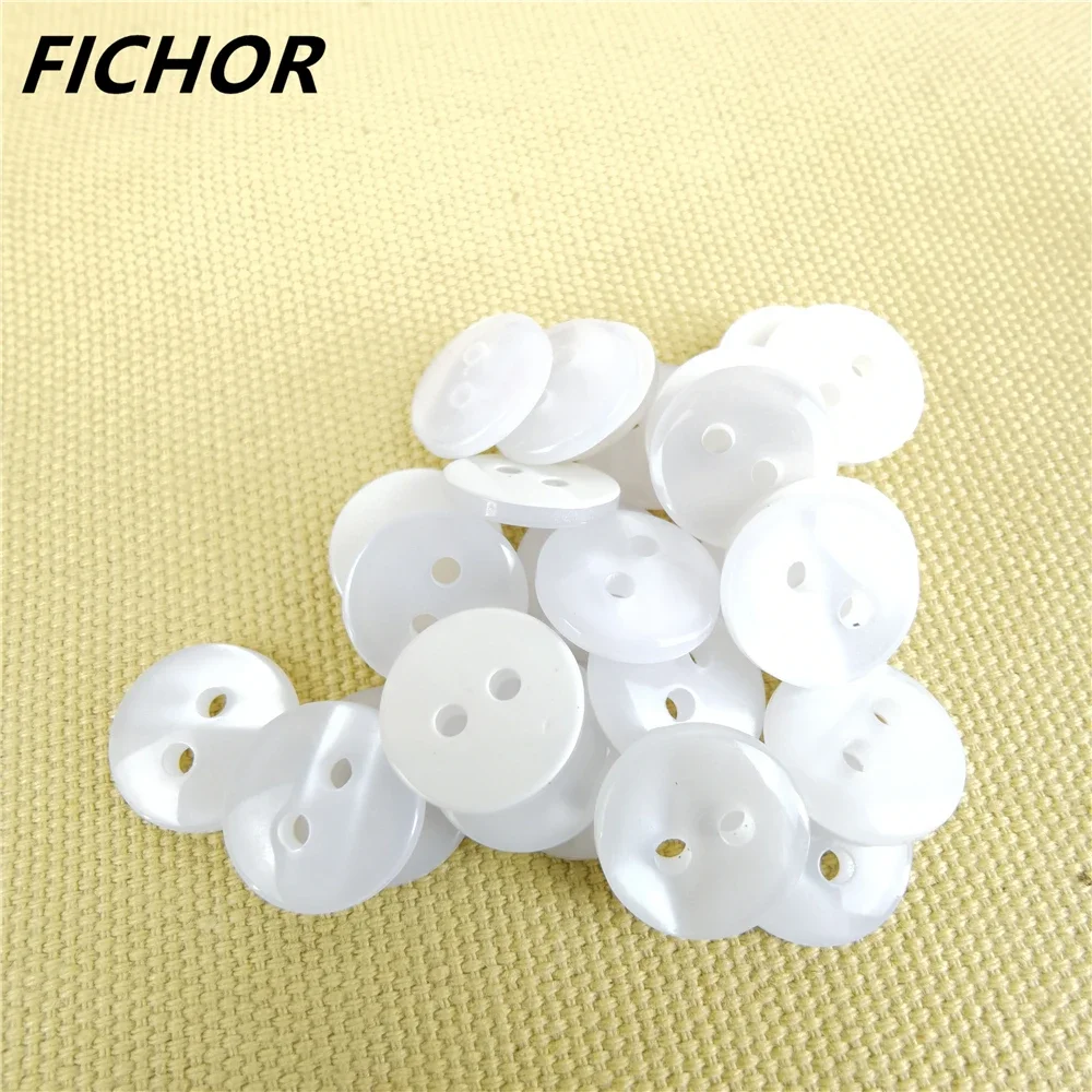 50pcs 11mm 2 Hole White Resin Sewing Buttons Cute solid Color Round Shape Button For Baby Kids Clothes DIY Accessories