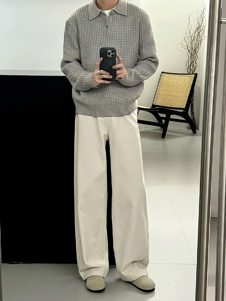 

Khaki American Sle Flared Jeans Men's Autumn Winter Cleanfit High Waist Straight Leg Loose Slimming Pants Casual Wear