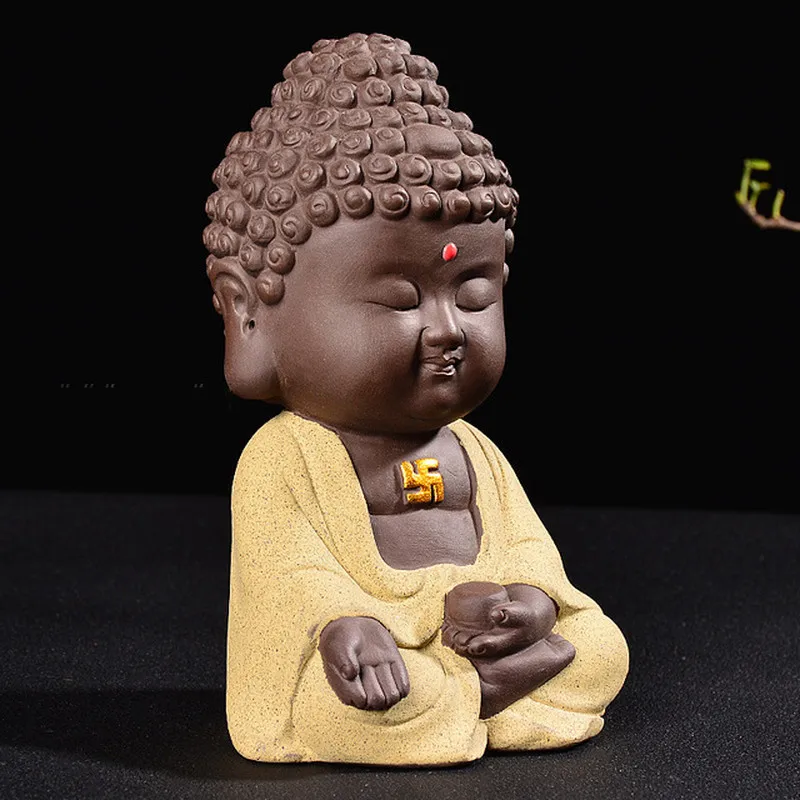 

Creative Purple Clay Buddha Statue Decoration Tea Pet Desktop Home Furnishing