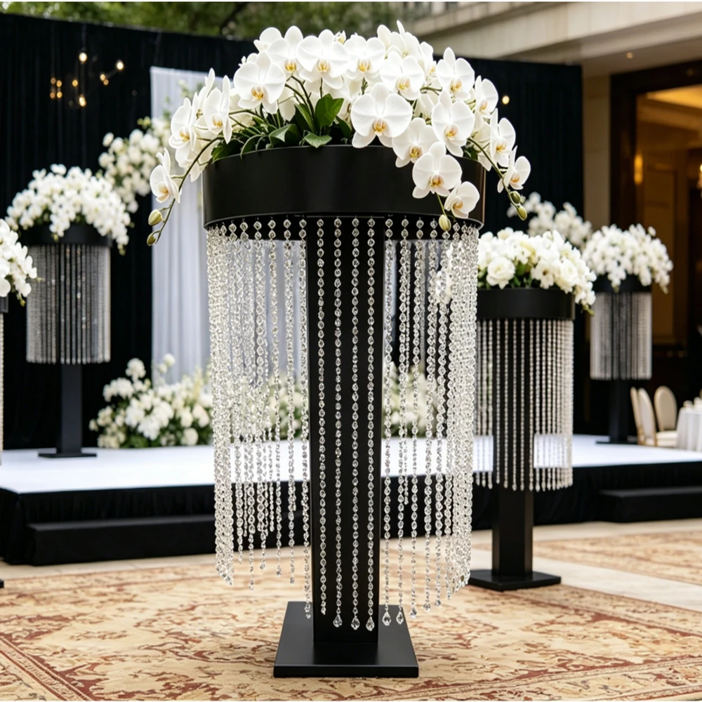 4pcs-10pcs  60-120cm Luxury shinny Gold Cylinder Wedding Flower Stand Ideal for Wedding Dessert Tables Party Banquet Hall Decor