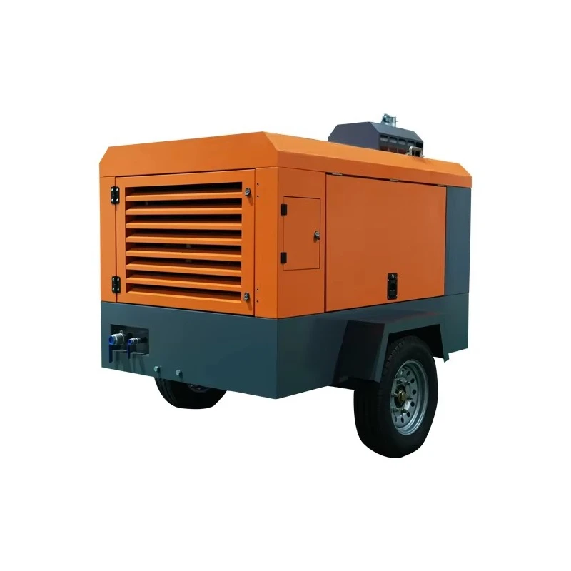 Mobile Electric Air Compressor Two-wheel Lubricated Air End Low Noise High Efficiency Industrial Grade