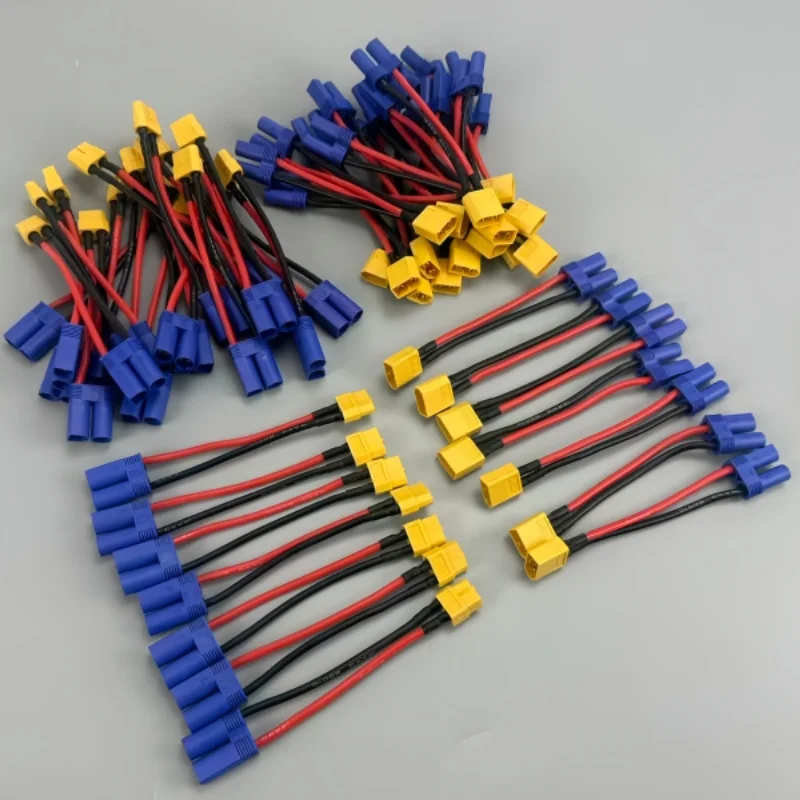 

7 шт. переходников EC5 на XT60 (гнездо/штекер) с силиконовым проводом 14AWG 10 см для зарядных устройств RC Lipo аккумуляторов и DIY-проектов