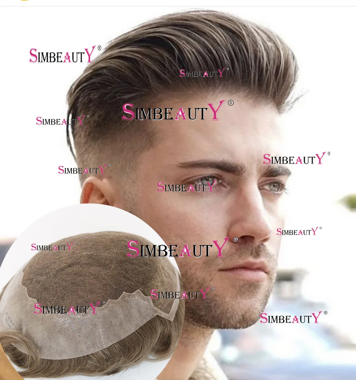 

Natural Hairline Durable Q6 Cool Male Wig Brown Blonde Black 1B65 Bleached Knots Breathable Lace Men Toupee Human Hair Prosthesi