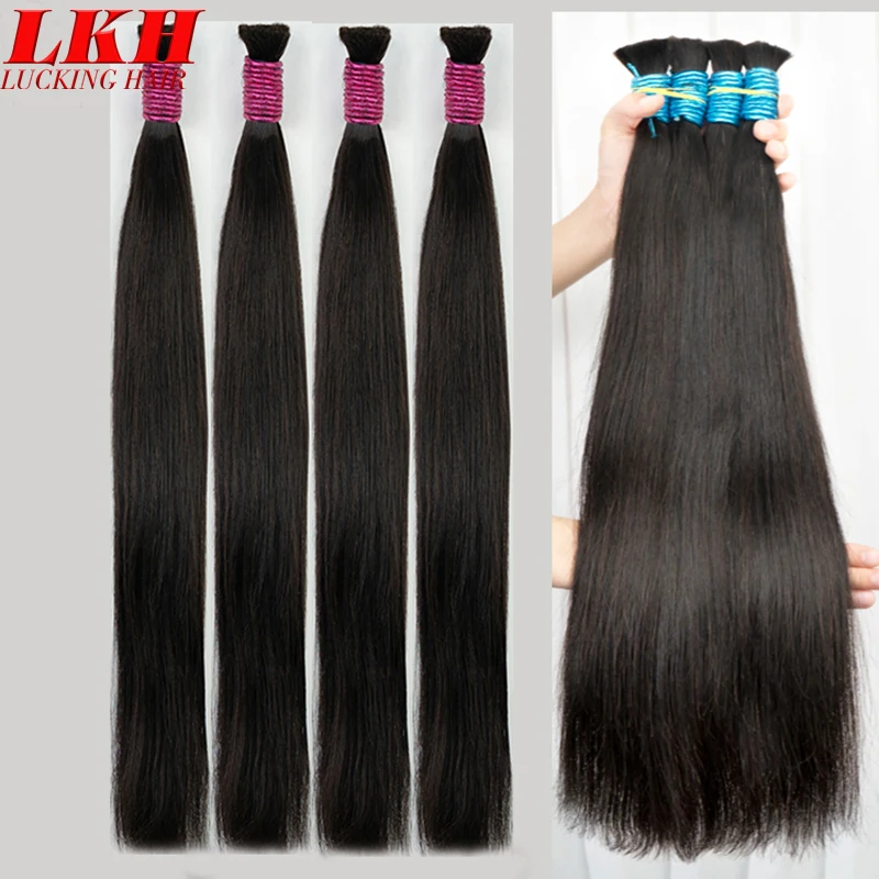 Wholesale Human Meches Bundles Human Hair Straight Extensions Cheveux Natural Human Hair Bulk For Mega Her 300 Grams 70cm