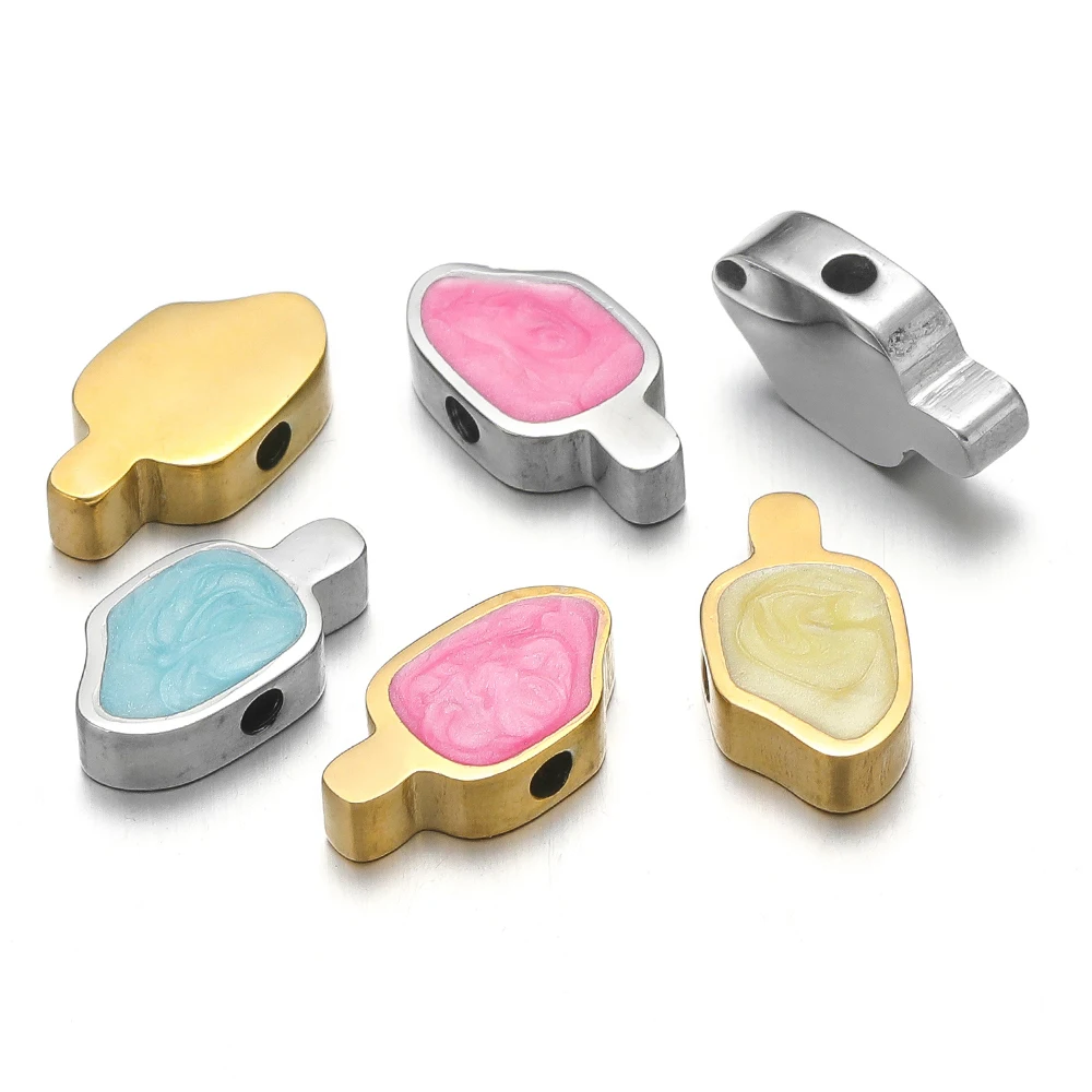 5pcs Stainless Steel Enamel Fish Shape Beads Spacer Bead for DIY Cute Bracelet Necklace Charms Making Jewelry Findings Wholesale