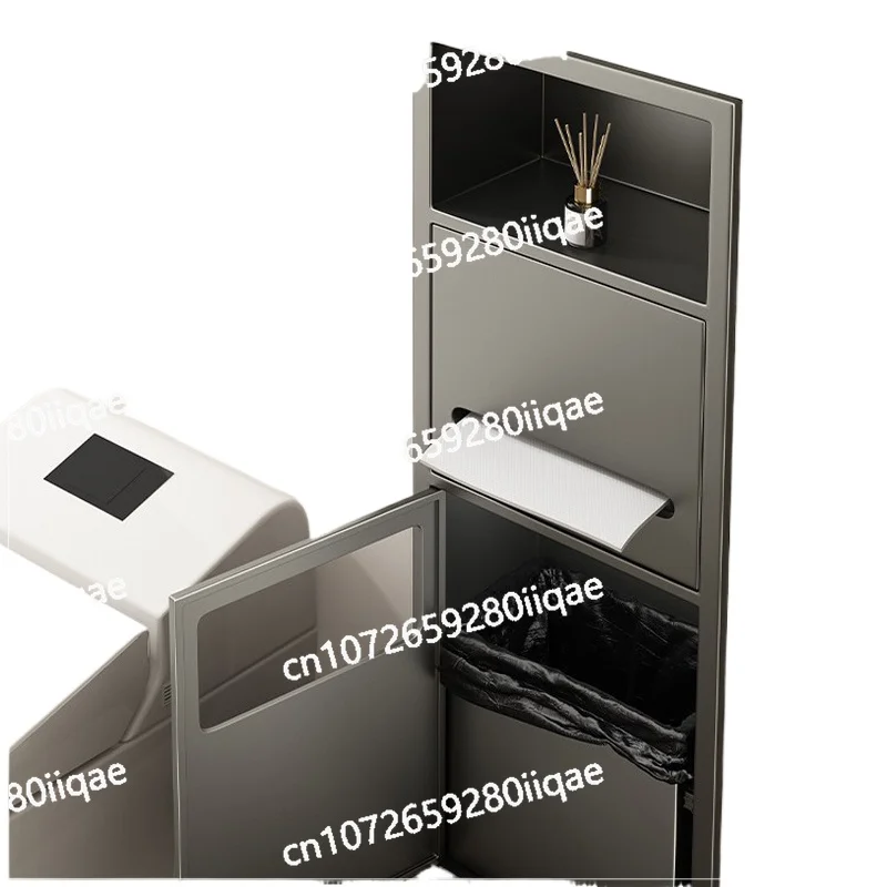 

Stainless Steel Niche Bathroom Embedded Trash Can Cabinet Beautiful Decoration Finished Toilet Side Tissue Storage Rack
