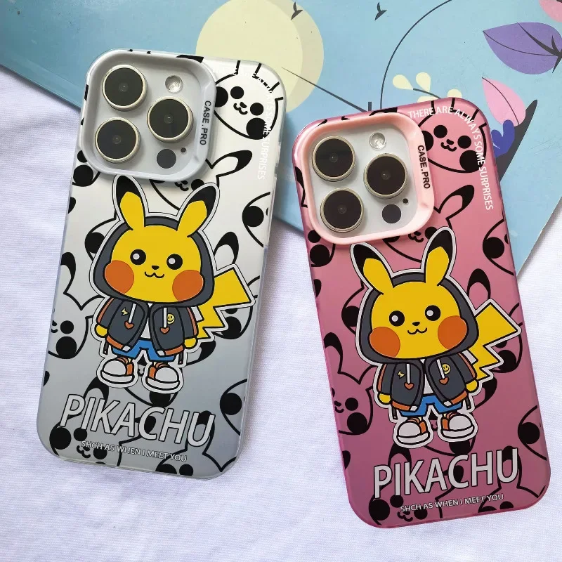 Pokemon Pikachu smile Hoodies Anime Phone Case For iPhone 15 14 13 12 11 Pro Max 14 Plus Case luxury cartoon shockproof Cover