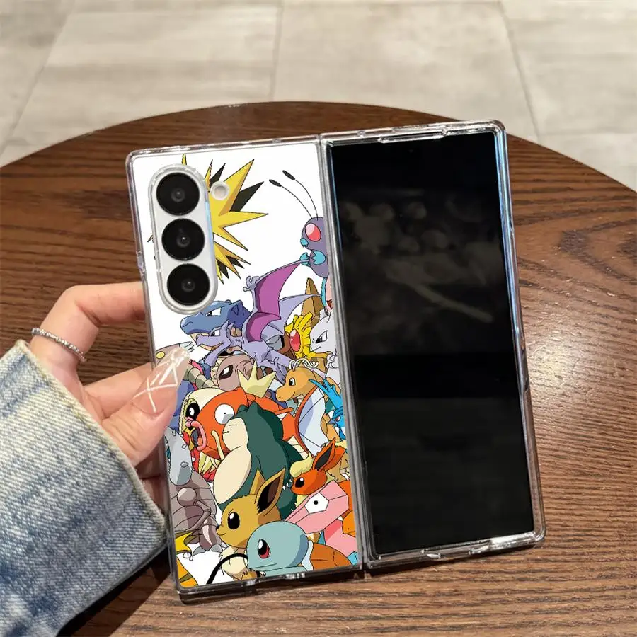 Japanese Anime Cute Pikachu Hard Phone Cover Case for Samsung Galaxy ZFold6 ZFold3 Z Fold 7 6 5 4 3 ZFold7 ZFold4 ZFold5