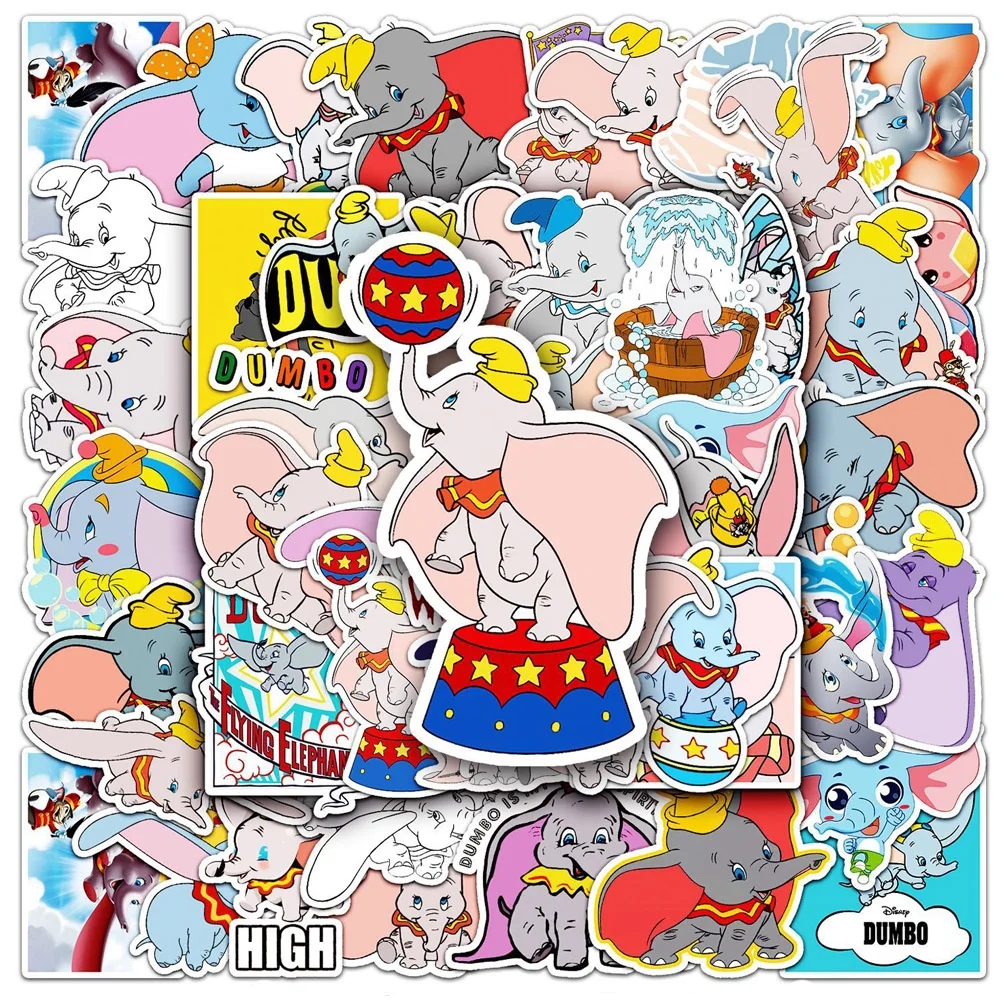 10/30/50pcs Disney Cartoon Dumbo naklejki kalkomanie słodkie Graffiti na laptopa Scrapbooking etui na telefon winylowe wodoodporne dziecko DIY zabawka prezent