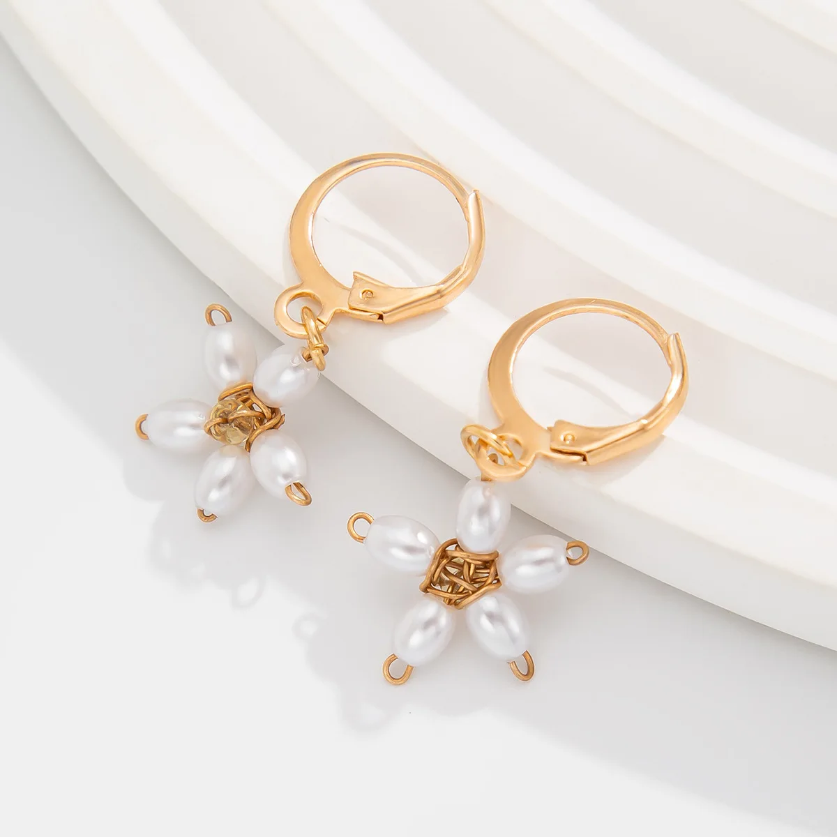 بوهو تقليد اللؤلؤ المنسوجة زهرة قلادة أقراط 2025 المرأة بسيطة الذهب اللون معدن الحلو فتاة موضة مجوهرات عيد ميلاد #5