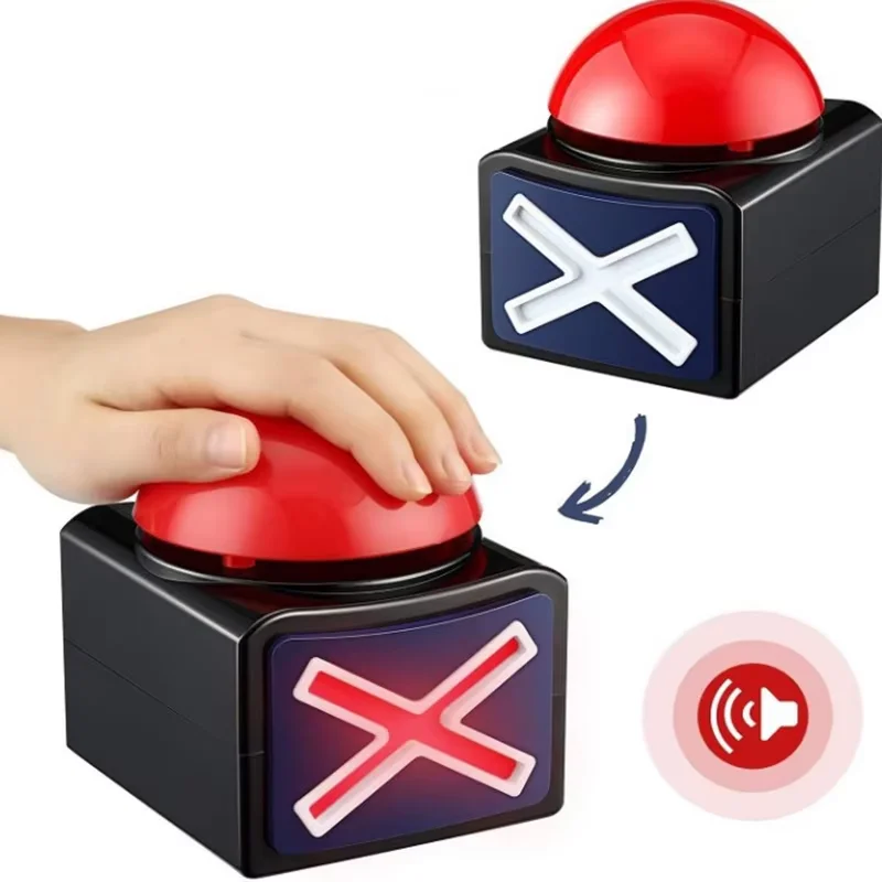 2025 New Red Alarm Sound Buzzer Play Button Light-Up Trivia Quiz Got Talent Buzzer Response Buzzers for Contest Game Show Party