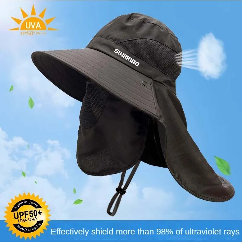 Outdoor face and neck protection sun hat for men and women, summer large eave UV protection sun hat, fishing hat, hiking and cyc