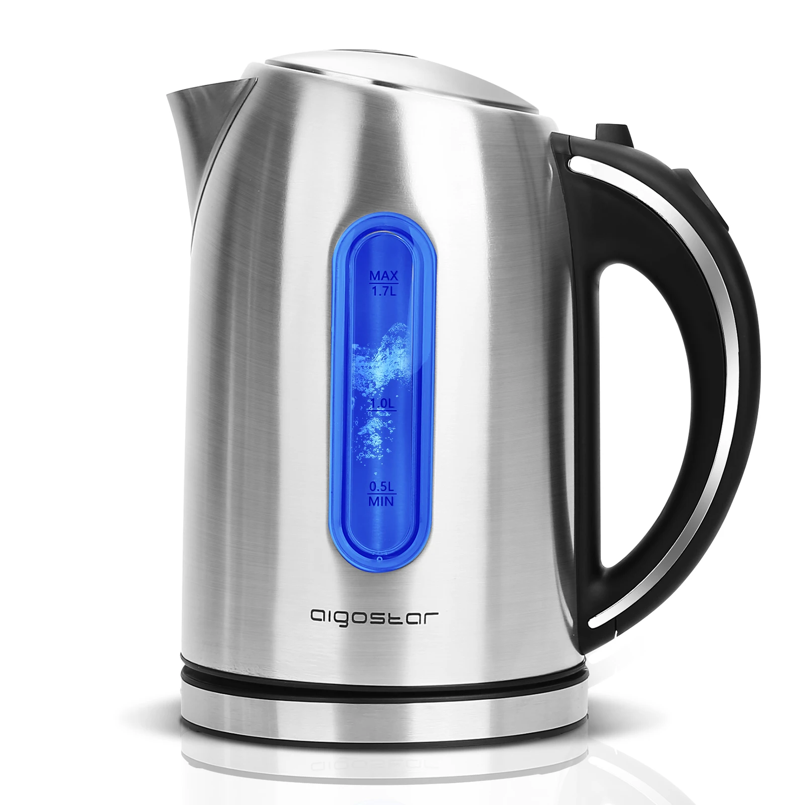 Aigostar King - Bouilloire électrique en acier inoxydable, bouilloire électrique avec éclairage LED, 1,7 L, 2200 W, bouilloire électrique sans BPA, Remo 3