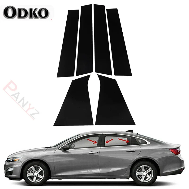 6 Pcs Car Polished Pillar Posts Window Door Trims Cover Sticker for Chevrolet Malibu 2016 2017 2018 2019 2020 2021 Accessories