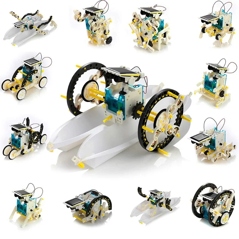 Kit di costruzione robot solare educativo 13 in 1 Robot ad energia solare fai-da-te per bambini Giocattoli educativi per adulti per ragazzi e ragazze