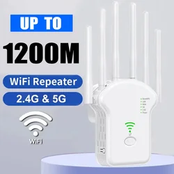 Repetidor WiFi sem fio, banda dupla, extensor WiFi, amplificador de rede, roteador WPS, repetidor de sinal, roteador WPS, 2.4G, 5G, 1200Mbps