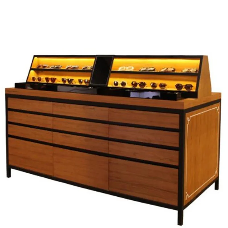 

custom.Wooden Sunglasses Showcase with LED Lighting Shop Display and Storage Retail Cabinet