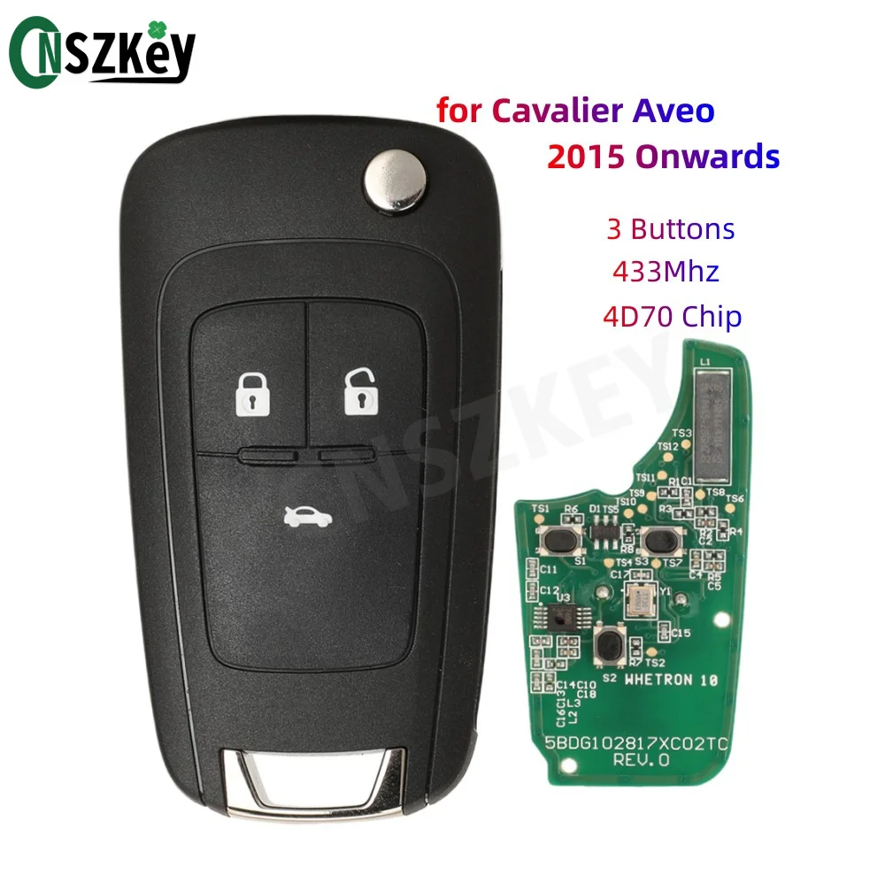 CNSZKEY OEM Remote Key Fob 3 Buttons 433Mhz 4D70 Chip For Chevrolet Aveo Cavalier 2015 Onwards FCC ID:2ALBS1SG24